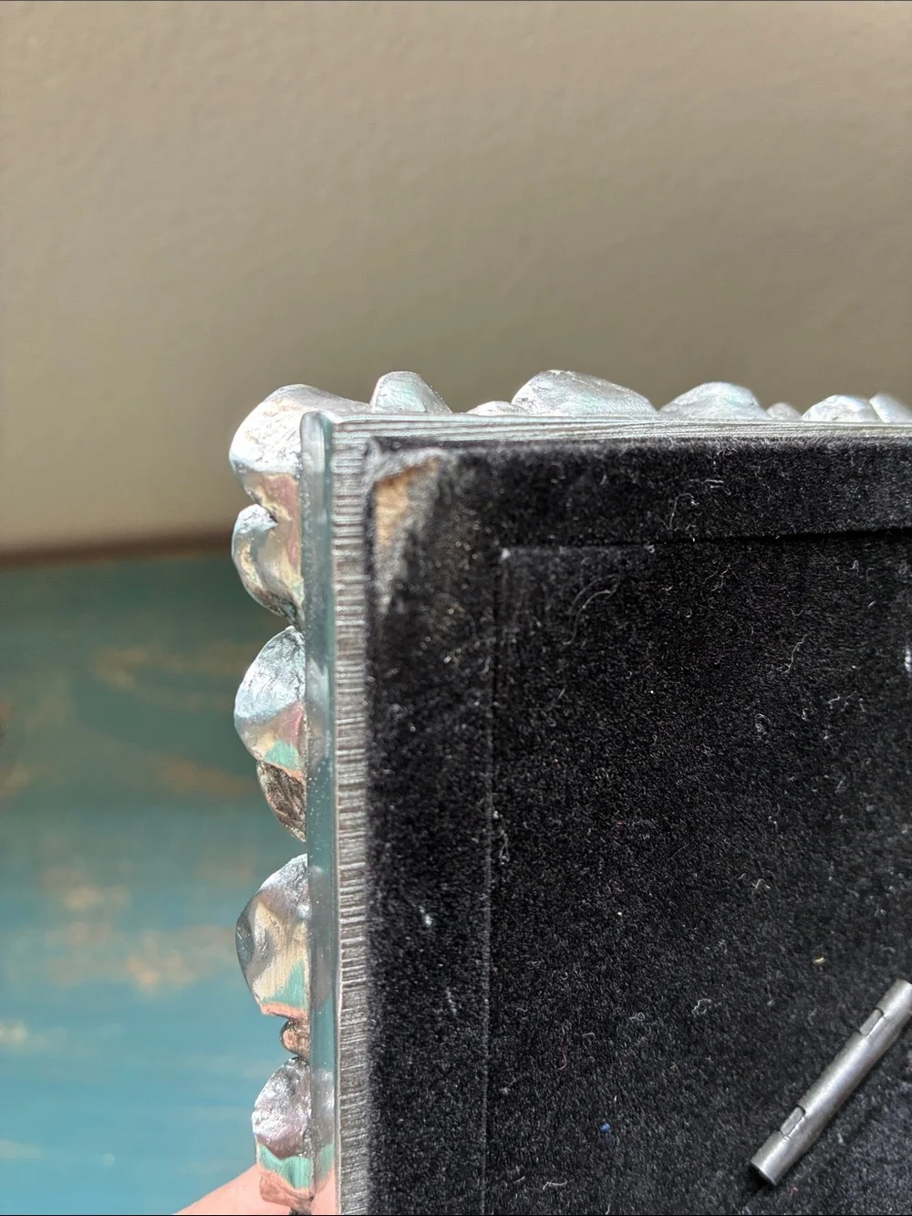 Vintage Silver Rose Picture Frame 5x7 Sculpted 3D Floral